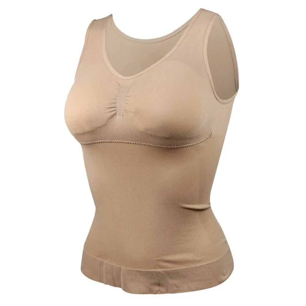 Women Tummy Control Shapewear Classic 2-IN-1 with Padded Bra High Elastic Vest Body Shaper Slim Up Lift Corset Cami Tank Tops