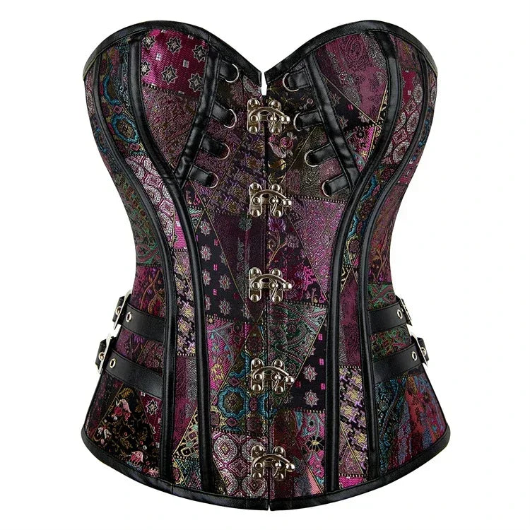 Steampunk Overbust Corset Retro Gothic Clothing Women Clubwear Bustiyer Corselet Waist Lace-up Medieval Corselet Top