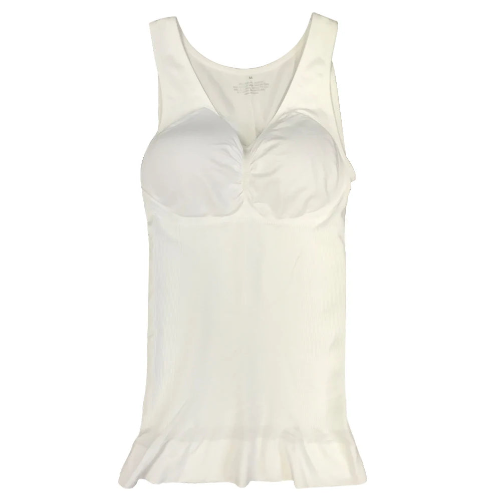 Women Tummy Control Shapewear Classic 2-IN-1 with Padded Bra High Elastic Vest Body Shaper Slim Up Lift Corset Cami Tank Tops