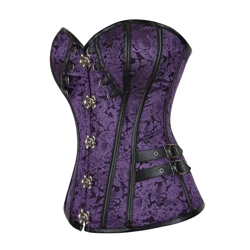 Steampunk Overbust Corset Retro Gothic Clothing Women Clubwear Bustiyer Corselet Waist Lace-up Medieval Corselet Top