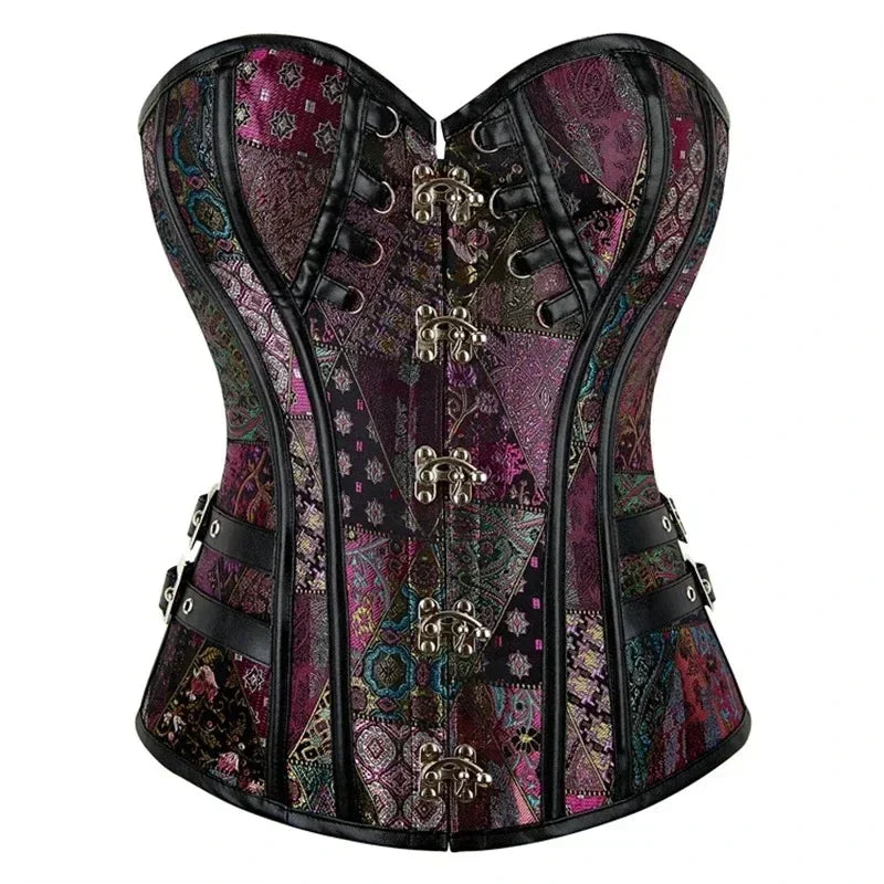 Steampunk Overbust Corset Retro Gothic Clothing Women Clubwear Bustiyer Corselet Waist Lace-up Medieval Corselet Top