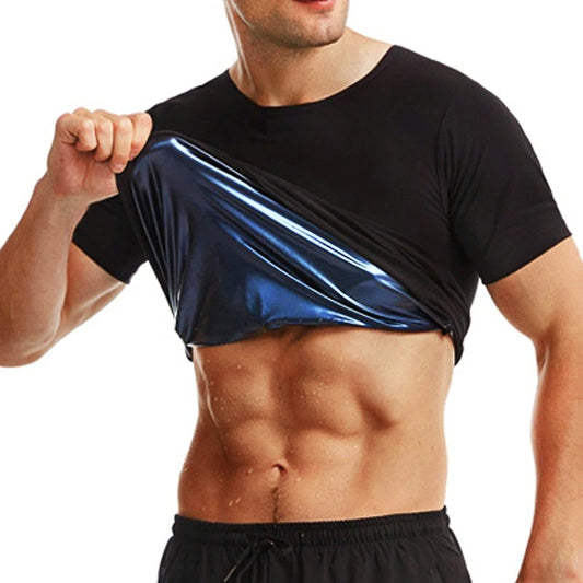 Sauna Sweat Shirt for Men Short Sleeves Body Shaper Gym Exercise Fitness Top Shapewear Sauna Sweat T-Shirt Waist Slimming Tops