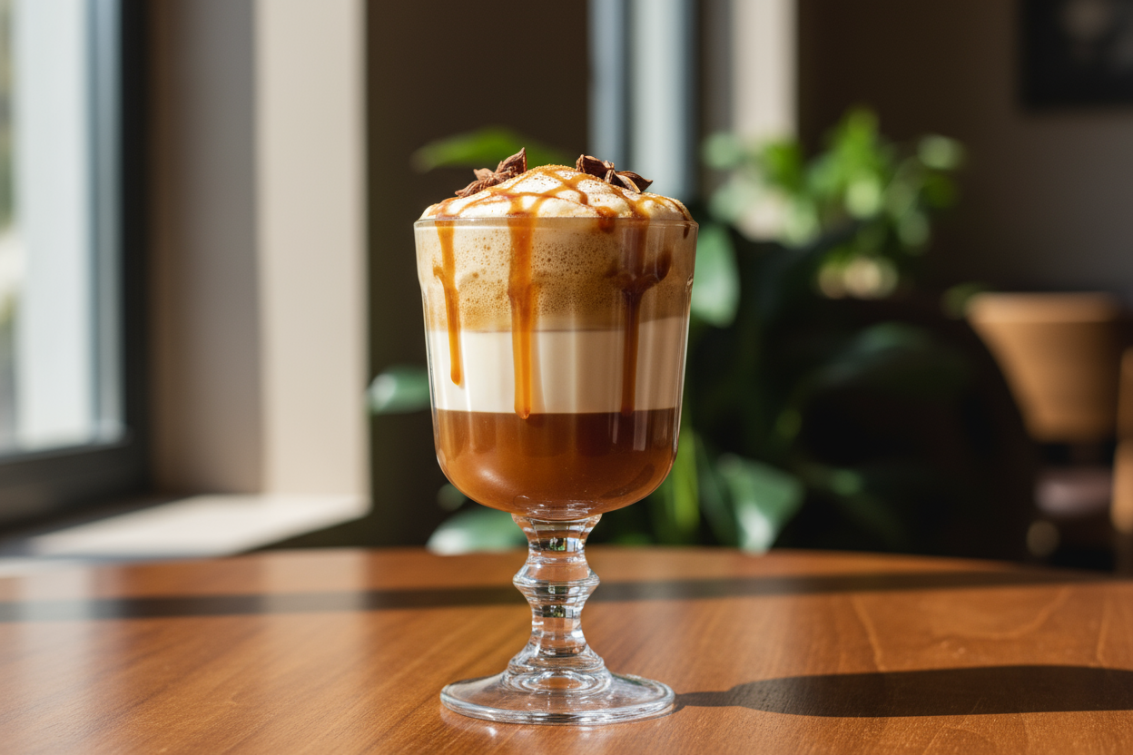 Layered caramel chai